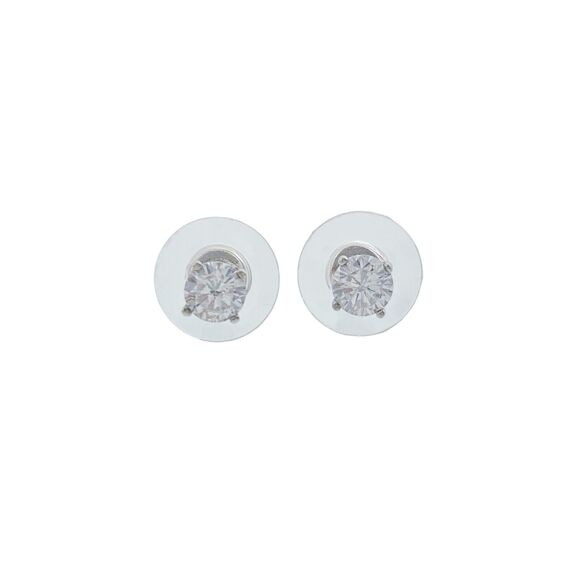 Vintage ATI Sterling Silver 925 5mm Round Cubic Zirconia Stud Earrings - Picture 1 of 3